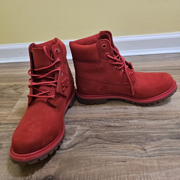 Timberland® Premium 6-Inch Waterproof Boot, red, size US 8 - Picture 3 of 17